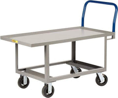 Little Giant - 2,000 Lb Capacity Steel Raised Deck Platform Truck - Steel Deck, 30" OAW, 60" Platform Length x 26" Platform Height, Mold On Rubber Casters - Eagle Tool & Supply