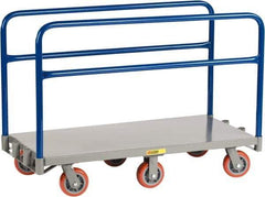 Little Giant - 3,600 Lb Capacity Steel 6-Wheeled Platform Truck - Steel Deck, 24" OAW, 60" Platform Length x 9" Platform Height, Polyurethane Casters - Eagle Tool & Supply