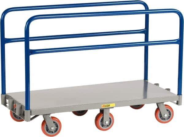 Little Giant - 3,600 Lb Capacity Steel 6-Wheeled Platform Truck - Steel Deck, 36" OAW, 72" Platform Length x 9" Platform Height, Polyurethane Casters - Eagle Tool & Supply