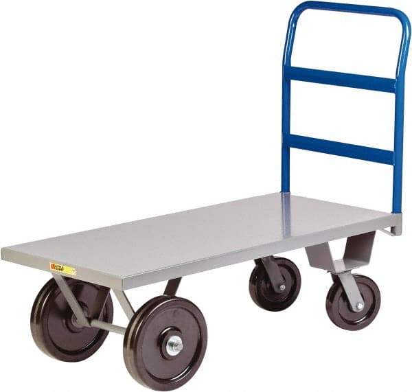 Little Giant - 5,000 Lb Capacity Steel Heavy Duty Platform Truck - Steel Deck, 24" OAW, 48" Platform Length x 16-1/2" Platform Height, Phenolic Casters - Eagle Tool & Supply