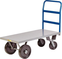 Little Giant - 5,000 Lb Capacity Steel Heavy Duty Platform Truck - Steel Deck, 24" OAW, 48" Platform Length x 16-1/2" Platform Height, Phenolic Casters - Eagle Tool & Supply