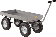 Little Giant - 3,500 Lb Capacity Steel Wagon Truck - Steel Deck, 24" OAW, 48" Platform Length x 18-1/2" Platform Height, Mold On Rubber Casters - Eagle Tool & Supply