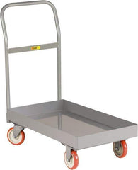 Little Giant - 1,200 Lb Capacity Steel Platform Truck - Steel Deck, 18" OAW, 32" Platform Length x 6-1/2" Platform Height, Polyurethane Casters - Eagle Tool & Supply