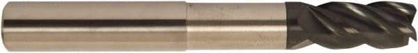 Accupro - 3/8", 4 Flute, Single End, Solid Carbide, 0.02" Corner Radius End Mill - 4" OAL, 38° Helix, Right Hand Flute, 1/2" LOC, Right Hand Cut, 1-1/8" Extended Reach - Eagle Tool & Supply