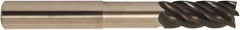 Accupro - 3/4", 5 Flute, Single End, Solid Carbide, 0.03" Corner Radius End Mill - 6" OAL, 38° Helix, Right Hand Flute, 1" LOC, Right Hand Cut, 3-3/8" Extended Reach - Eagle Tool & Supply