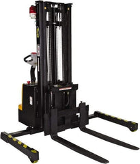 Vestil - 1,500 Lb Capacity, 118" Lift Height, Battery Powered Stacker - 2-1/2" Lowered Height, 36-1/4" Fork Length, 48" Overall Width - Eagle Tool & Supply