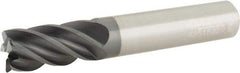 Accupro - 1/2", 5 Flute, Single End, Solid Carbide, 0.03" Corner Radius End Mill - 3" OAL, 38° Helix, Right Hand Flute, 1" LOC, Right Hand Cut - Eagle Tool & Supply