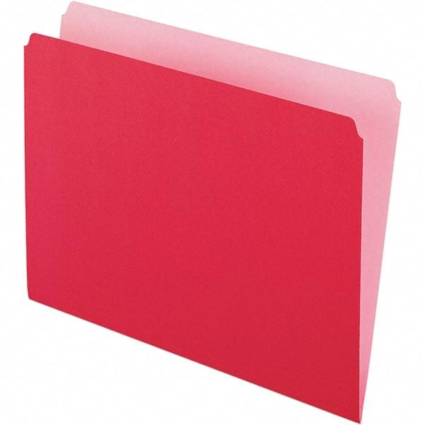 Pendaflex - 9-1/2 x 11-5/8", Letter Size, Red/Light Red, File Folders with Top Tab - 11 Point Stock, Straight Tab Cut Location - Eagle Tool & Supply