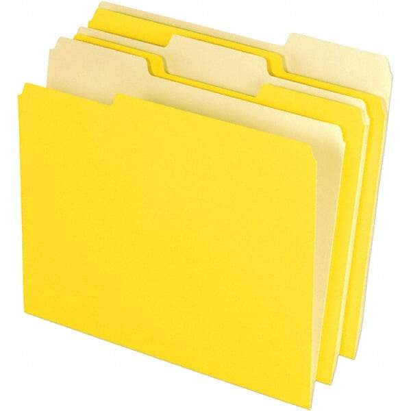 Pendaflex - 11-5/8 x 9-3/16", Letter Size, Yellow, File Folders with Top Tab - 11 Point Stock, Assorted Tab Cut Location - Eagle Tool & Supply