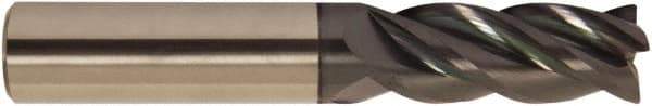 Accupro - 5/16", 7/16" LOC, 5/16" Shank Diam, 2" OAL, 4 Flute, Solid Carbide Square End Mill - Single End, AlTiCrN Finish, Spiral Flute, 38° Helix, Centercutting, Right Hand Cut, Right Hand Flute, Series HS - Eagle Tool & Supply