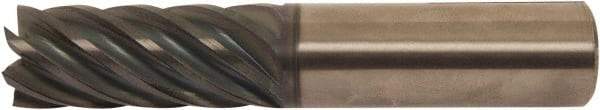 Accupro - 3/4", 3-1/4" LOC, 3/4" Shank Diam, 6" OAL, 7 Flute, Solid Carbide Square End Mill - Single End, AlTiCrN Finish, Spiral Flute, 38° Helix, Right Hand Cut, Right Hand Flute, Series HS - Eagle Tool & Supply