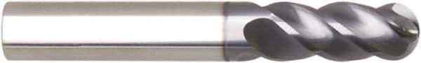 Niagara Cutter - 3/8" Diam, 3/4" LOC, 4 Flute Solid Carbide Ball End Mill - AlTiN Finish, Single End, 2-1/2" OAL, 3/8" Shank Diam, Spiral Flute - Eagle Tool & Supply