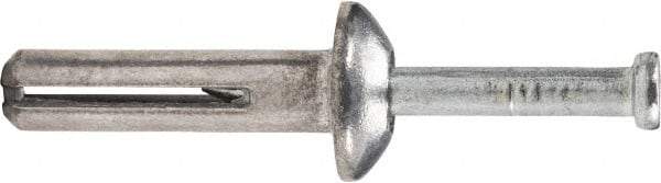 Powers Fasteners - 1/4" Diam, 1/4" Drill, 3" OAL, 1-3/4" Min Embedment Hammer Drive Concrete Anchor - 1018 Steel, Zinc-Plated Finish, Flat Head, Hammer Drive - Eagle Tool & Supply