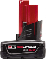 Milwaukee Tool - 12 Volt Lithium-Ion Power Tool Battery - 6 Ahr Capacity, Series M12 REDLITHIUM XC - Eagle Tool & Supply