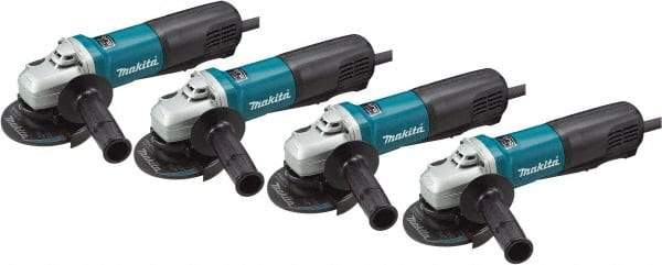 Makita - 4-1/2" Wheel Diam, 10,500 RPM, Corded Angle & Disc Grinder - 5/8-11 Spindle, 120 Volts, 10 Amps - Eagle Tool & Supply