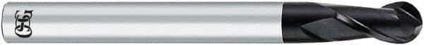 OSG - 1mm Diam, 2.5mm LOC, 2 Flute Solid Carbide Ball End Mill - WXL Finish, Single End, 70mm OAL, 3mm Shank Diam - Eagle Tool & Supply