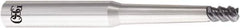 OSG - 2mm, 3 Flute, Single End, Solid Carbide, 0.5mm Corner Radius End Mill - 70mm OAL, 55° Helix, Right Hand Flute, 3mm LOC, Right Hand Cut, 25mm Extended Reach - Eagle Tool & Supply