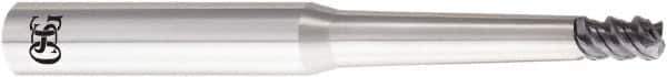 OSG - 4mm, 3 Flute, Single End, Solid Carbide, 1mm Corner Radius End Mill - 80mm OAL, 55° Helix, Right Hand Flute, 6mm LOC, Right Hand Cut, 35mm Extended Reach - Eagle Tool & Supply