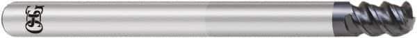 OSG - 8mm, 3 Flute, Single End, Solid Carbide, 2mm Corner Radius End Mill - 100mm OAL, 55° Helix, Right Hand Flute, 12mm LOC, Right Hand Cut, 56mm Extended Reach - Eagle Tool & Supply