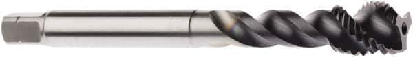 Seco - M18x1.00 Metric 4 Flute 6HX Modified Bottoming Spiral Flute Tap - Powdered Metal, AlTiN Finish, 4.3307" OAL, Right Hand Flute, Right Hand Thread, H6 - Eagle Tool & Supply