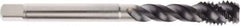 Seco - M14x2.00 Metric 3 Flute 6HX Modified Bottoming Spiral Flute Tap - Powdered Metal, AlTiN Finish, 110mm OAL, Right Hand Flute, Right Hand Thread, H6 - Eagle Tool & Supply