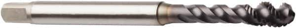 Seco - M6x1.00 Metric 3 Flute 6HX Modified Bottoming Spiral Flute Tap - Powdered Metal, AlTiN Finish, 80mm OAL, Right Hand Flute, Right Hand Thread, H6 - Eagle Tool & Supply