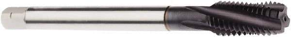 Seco - M12x1.75 Metric 4 Flute 6H Modified Bottoming Spiral Flute Tap - Powdered Metal, TiAlN Finish, 4.3307" OAL, Right Hand Flute, Right Hand Thread, H6 - Eagle Tool & Supply