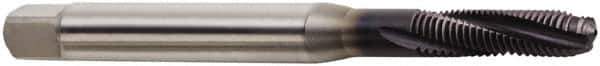 Seco - M5x0.80 Metric 3 Flute 6H Modified Bottoming Spiral Flute Tap - Powdered Metal, TiAlN Finish, 80mm OAL, Right Hand Flute, Right Hand Thread, H6 - Eagle Tool & Supply