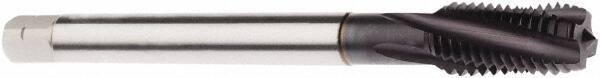 Seco - M12x1.75 Metric 4 Flute 6H Modified Bottoming Spiral Flute Tap - Powdered Metal, TiAlN Finish, 4.3307" OAL, Right Hand Flute, Right Hand Thread, H6 - Eagle Tool & Supply