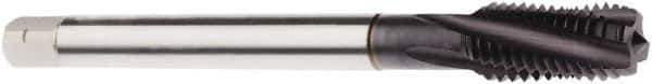 Seco - M14x2.00 Metric 4 Flute 6H Modified Bottoming Spiral Flute Tap - Powdered Metal, TiAlN Finish, 4.3307" OAL, Right Hand Flute, Right Hand Thread, H6 - Eagle Tool & Supply