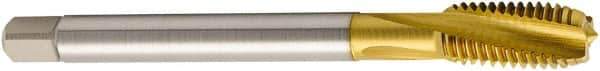 Seco - M18x2.50 Metric 3 Flute 6H Modified Bottoming Spiral Flute Tap - Cobalt, TiN Finish, 125mm OAL, Right Hand Flute, Right Hand Thread, H6 - Eagle Tool & Supply