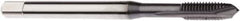 Seco - M2.5x0.45 Metric, 2 Flute, TiCN Finish, Cobalt Spiral Point Tap - Plug Chamfer, Right Hand Thread, 50mm OAL, 8mm Thread Length, 2.8mm Shank Diam, 6H Class of Fit - Exact Industrial Supply