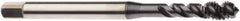Seco - M3x0.50 Metric 3 Flute 6H Modified Bottoming Spiral Flute Tap - Cobalt, TiCN Finish, 2.2047" OAL, Right Hand Flute, Right Hand Thread, H6 - Exact Industrial Supply