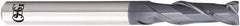 OSG - 0.2mm, 0.6mm LOC, 4mm Shank Diam, 45mm OAL, 2 Flute, Solid Carbide Square End Mill - Single End, WXL Finish, 35° Helix, Centercutting, Right Hand Cut, Right Hand Flute - Eagle Tool & Supply