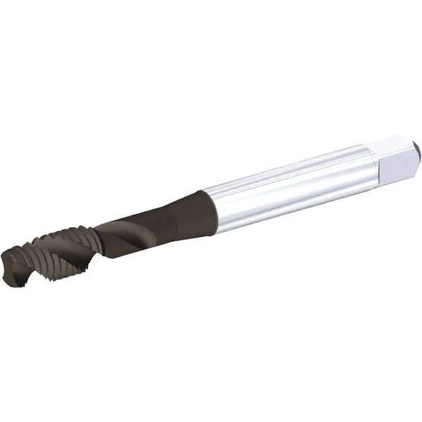 Kennametal - M12x1.50 Metric Fine 3 Flute 6H Modified Bottoming Spiral Flute Tap - Vanadium High Speed Steel, TiN/CrC/C Finish, 110mm OAL, Right Hand Flute, Right Hand Thread, D5, Series T682 - Eagle Tool & Supply
