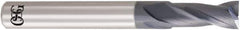 OSG - 2.7mm, 5.4mm LOC, 4mm Shank Diam, 45mm OAL, 2 Flute, Solid Carbide Square End Mill - Single End, WXL Finish, 30° Helix, Centercutting, Right Hand Cut, Right Hand Flute, Series 3721 - Eagle Tool & Supply
