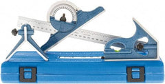 SPI - 4 Piece, 12" Combination Square Set - 1/32 & 1/64" (English/Metric) Graduation, Hardened Steel Blade, Hardened Steel Center, Protractor & Square Head - Eagle Tool & Supply