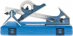 SPI - 4 Piece, 12" Combination Square Set - 1/32 & 1/64" (English/Metric) Graduation, Hardened Steel Blade, Cast Iron Center, Protractor & Square Head - Eagle Tool & Supply