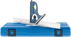 SPI - 2 Piece, 12" Combination Square Set - 1/16, 1/32, 1/64 & 1/8" (4R) Graduation, Hardened Steel Blade, Hardened Steel Square Head - Eagle Tool & Supply