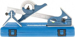 SPI - 4 Piece, 12" Combination Square Set - 1/16, 1/32, 1/64 & 1/8" (4R) Graduation, Hardened Steel Blade, Hardened Steel Center, Protractor & Square Head - Eagle Tool & Supply