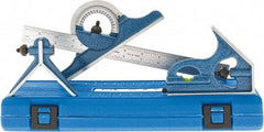 SPI - 4 Piece, 12" Combination Square Set - 1/16, 1/32, 1/64 & 1/8" (4R) Graduation, Hardened Steel Blade, Cast Iron Center, Protractor & Square Head - Eagle Tool & Supply