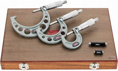 SPI - 0 to 3" Range, 3 Piece Mechanical Outside Micrometer Set - 0.0001" Graduation, 0.0001, 0.0002" Accuracy, Ratchet Stop Thimble - Eagle Tool & Supply
