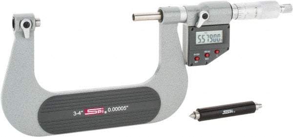 SPI - 75 to 100mm Range, Electronic Screw Thread Micrometer - Ratchet Stop Thimble, 0.00005" Graduation, 0.0002" Accuracy - Eagle Tool & Supply