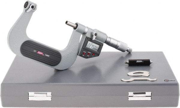 SPI - 50 to 75mm Range, Electronic Screw Thread Micrometer - Ratchet Stop Thimble, 0.00005" Graduation, 0.0002" Accuracy - Eagle Tool & Supply