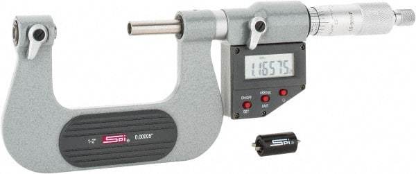 SPI - 25 to 50mm Range, Electronic Screw Thread Micrometer - Ratchet Stop Thimble, 0.00005" Graduation, 0.0002" Accuracy - Eagle Tool & Supply