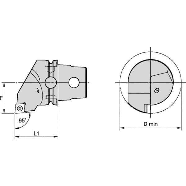 Kennametal - Right Hand Cut, Size KM50, CC.. Insert Compatiblity, Internal or External Modular Turning & Profiling Cutting Unit Head - 35mm Ctr to Cutting Edge, 50mm Head Length, Through Coolant, Series S-Clamping - Eagle Tool & Supply