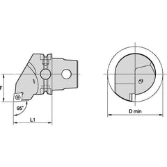 Kennametal - Right Hand Cut, Size KM40, CC.. Insert Compatiblity, Internal or External Modular Turning & Profiling Cutting Unit Head - 27mm Ctr to Cutting Edge, 40mm Head Length, Through Coolant, Series S-Clamping - Eagle Tool & Supply