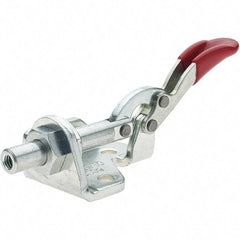 De-Sta-Co - 150.62 Lb Load Capacity, Flanged Base, Carbon Steel, Standard Straight Line Action Clamp - 5 Mounting Holes, 0.19" Mounting Hole Diam, 0.28" Plunger Diam, Thumb Handle - Eagle Tool & Supply