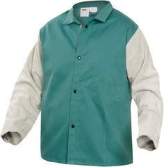 PRO-SAFE - Size M Flame Resistant/Retardant Jacket - Green, Gray, Cotton, Snaps Closure, 38 to 40" Chest - Eagle Tool & Supply