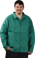 PRO-SAFE - Size M Flame Resistant/Retardant Jacket - Green, Cotton, Snaps Closure, 38 to 40" Chest - Eagle Tool & Supply